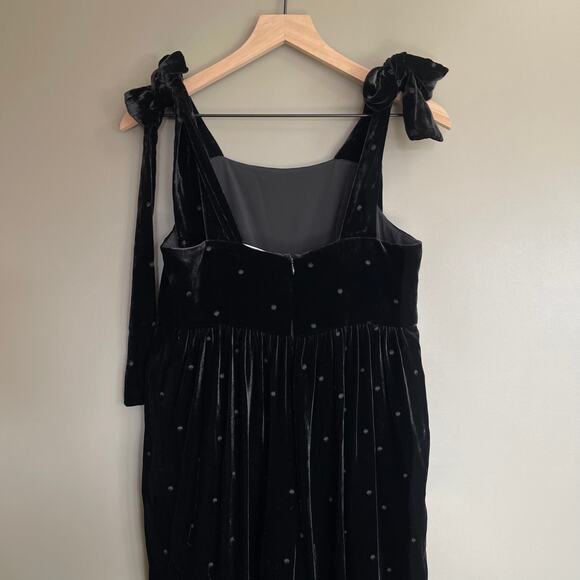ULLA JOHNSON Minnet Jumpsuit Jet Black Size 4 Embroidered Polka Dot Velvet Chic - Picture 15 of 16